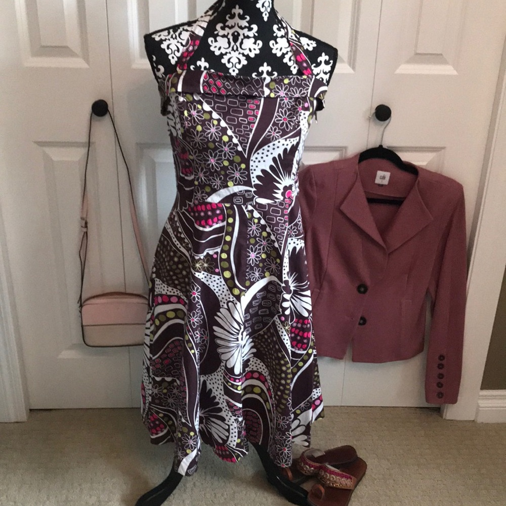 Fun print retro inspired Becky & Max halter dress
